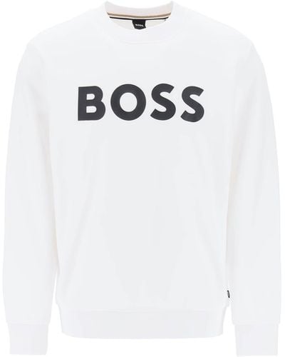 BOSS Logo Print Sweatshirt - White
