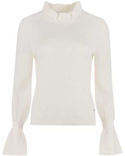 BOSS Ribbed Cashmere And Wool Sweater - White
