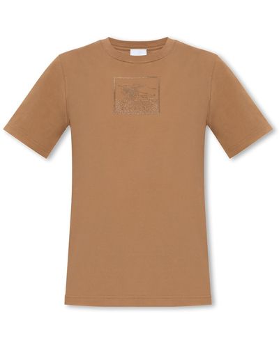 Burberry Margot Logo-embroidered T-shirt - Brown