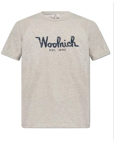 Woolrich Logo Embroidered Crewneck T-Shirt - White