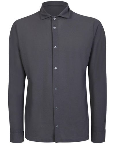 Zanone Buttoned Long-Sleeved Shirt - Blue