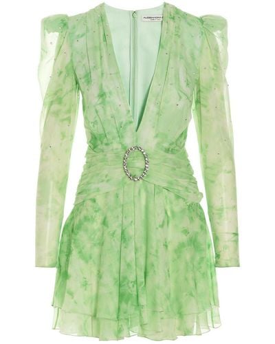 Alessandra Rich Silk Mini Dress - Green