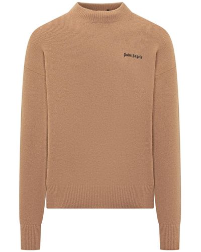 Palm Angels Jumper With Logo - Brown
