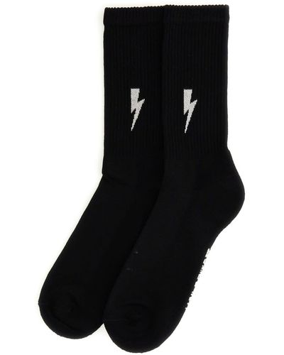 Neil Barrett Sock With Logo Embroidery - Black
