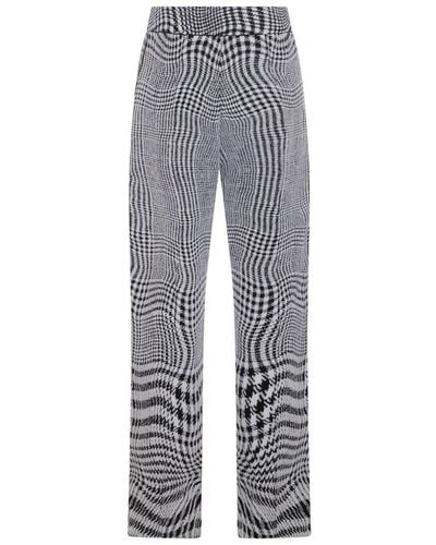 Burberry Wraped Houndstooth Jacquard Wide-leg Trousers - Grey
