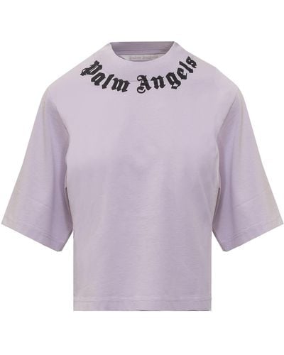 Palm Angels Cropped T-Shirt - Purple
