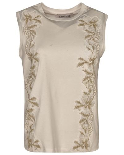 Ermanno Scervino Floral Embroidered Sleeveless Top - Natural