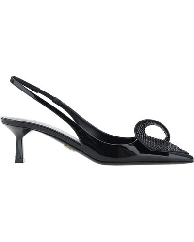 Prada Crystal-embellished Sling-back Leather Heeled Courts - Black