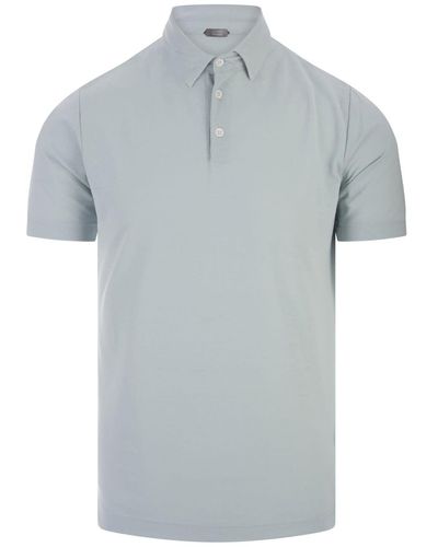 Zanone Mint Cotton Short-Sleeved Polo Shirt - Grey