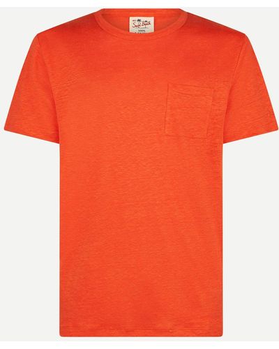 Mc2 Saint Barth Linen Jersey T-Shirt - Orange