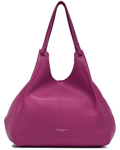 Gianni Chiarini Dua Bag In Fuchsia Double Bubble Leather - Purple