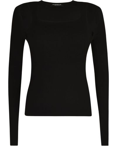 Dondup Cut-Out Detail Square-Neck Pullover - Black