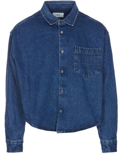 Ami Paris Alexandre Mattiussi Button-Up Denim Shirt - Blue