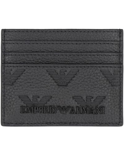 Emporio Armani Leather Credit Card Case - Gray