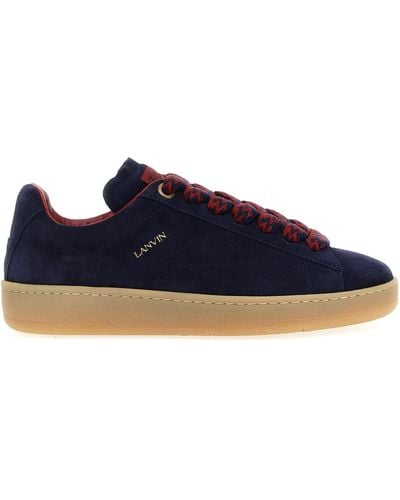 Lanvin Curb Lite Foiled-branding Leather Low-top Sneakers - Blue