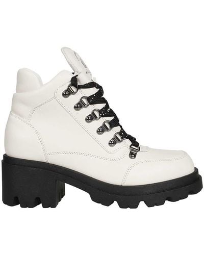 Emporio Armani Leather Lace-Up Boots - White