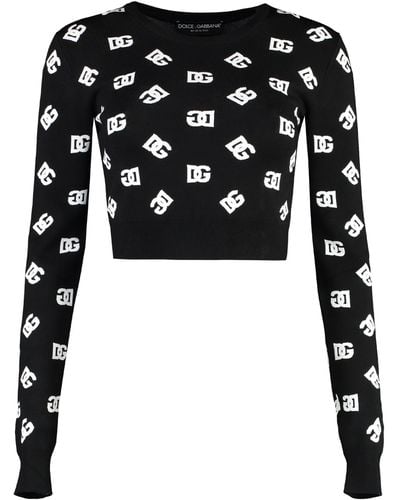 Dolce & Gabbana Fine Knit Crew-neck Sweater - Black