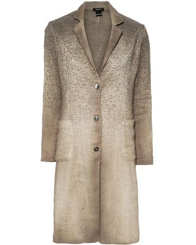 Avant Toi Micro Mat Stich Coat With Studs And Strass - Natural