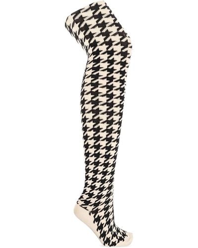 Burberry Houndstooth Tights, - White