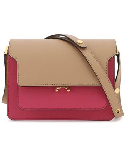 Marni Tricolor Leather Medium Trunk Bag - Red