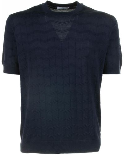 Paolo Pecora Cotton And Silk T-Shirt - Blue