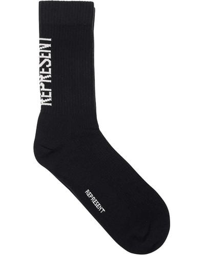 Represent Cotton Socks With Logo - Black
