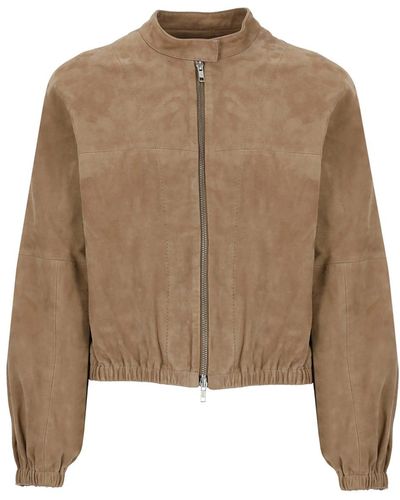 Bully Suede Leather Bomber Jacket - Natural