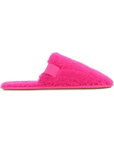 Loewe Fluo Eco Shearling Slippers - Pink