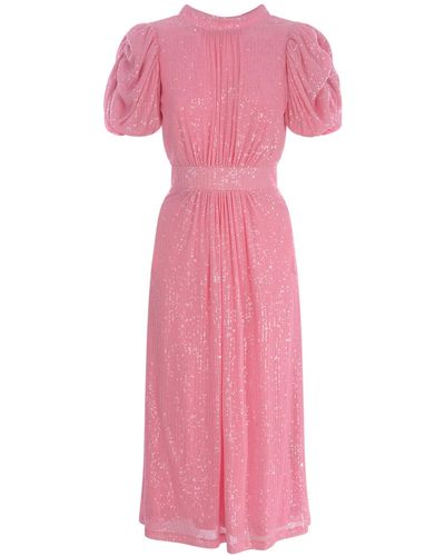 ROTATE BIRGER CHRISTENSEN Dress Rotate In Micro Sequins - Pink