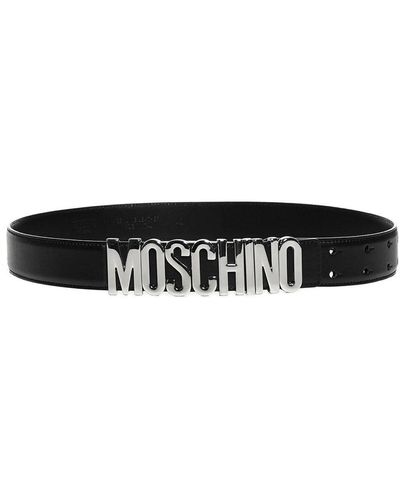 Moschino Logo Lettering Belt - White