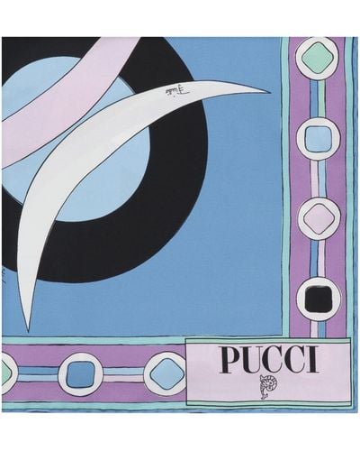 Emilio Pucci Printed Silk Scarf - Blue