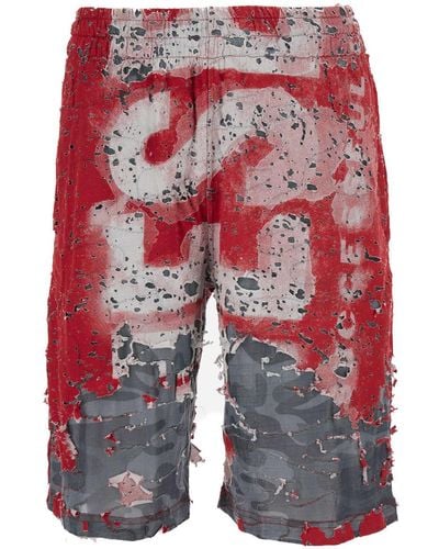 DIESEL And Shorts With Logo Print - Red