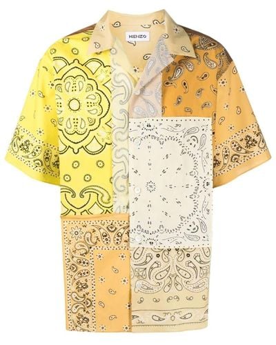 KENZO Patchwork Short Sleeves Shirt - Yellow