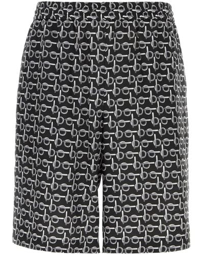 Burberry Printed Silk Bermuda Shorts - Gray