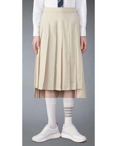 Thom Browne Back Pleated Skirt - Natural
