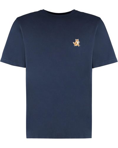 Maison Kitsuné Printed Cotton T-Shirt - Blue