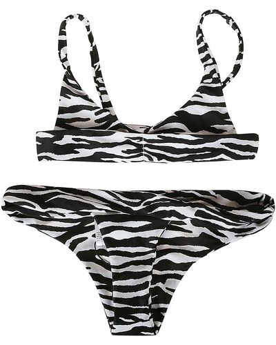 The Attico Zebra Patterned Bikini Set - Black