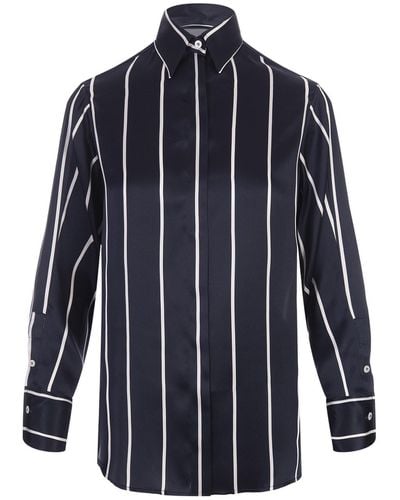 Kiton Striped Silk Shirt - Blue