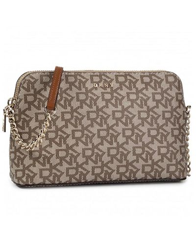 DKNY Bryant Dome Monogram Patterned Crossbody Bag - Gray