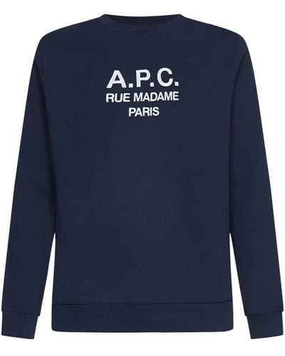 A.P.C. Rufus Logo Cotton Sweatshirt - Blue