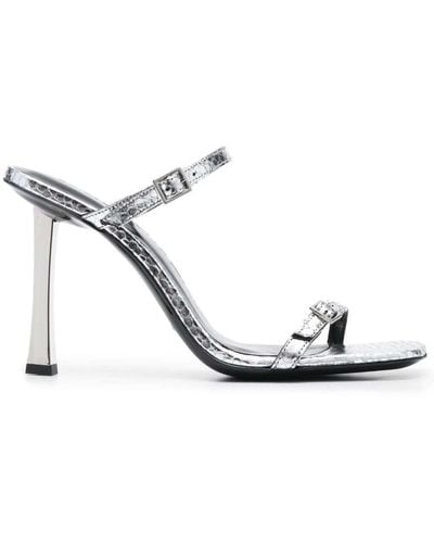 BY FAR Flick 90mm Metallic Sandals - White