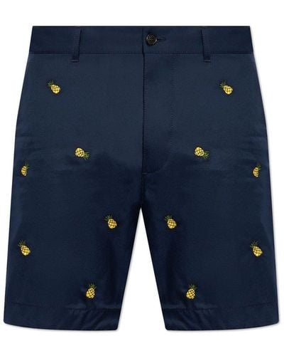 DSquared² Motif Embroidered Chino Shorts - Blue