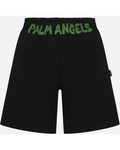 Palm Angels Logo Cotton Sweatshorts - Black