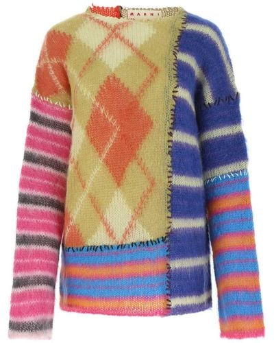 Marni Embroidered Mohair Blend Jumper - Multicolour