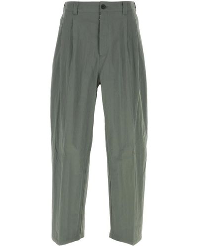 Maison Margiela Sage Green Cotton Blend Wide-leg Pant