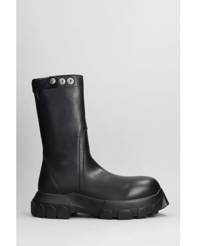 Rick Owens Creeper Bozo Tractor Combat Boots In Black Leather