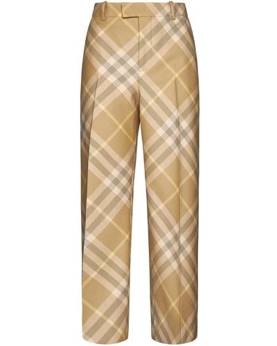 Burberry Check-Printed Straight-Leg Tailored Trousers - Natural