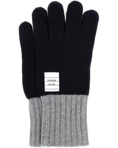 Thom Browne Two-tone Wool Gloves - Black