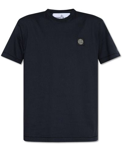 Stone Island T-shirt With Logo Patch - Blue