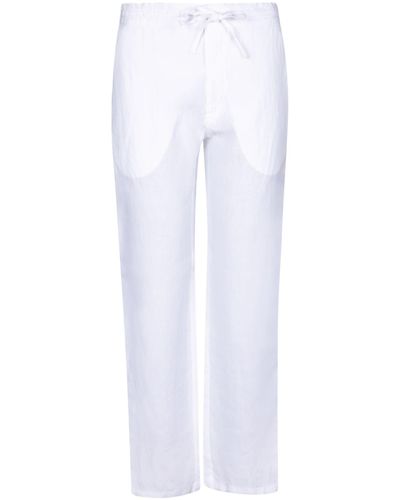 120% Lino Linen Drawstring Trousers - White